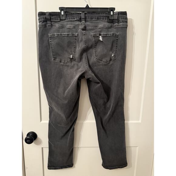 Jag Jeans Plus Sz 18W Black Stretch Denim Girlfriend Raw Edge Ankles Retro Boho - Picture 2 of 11